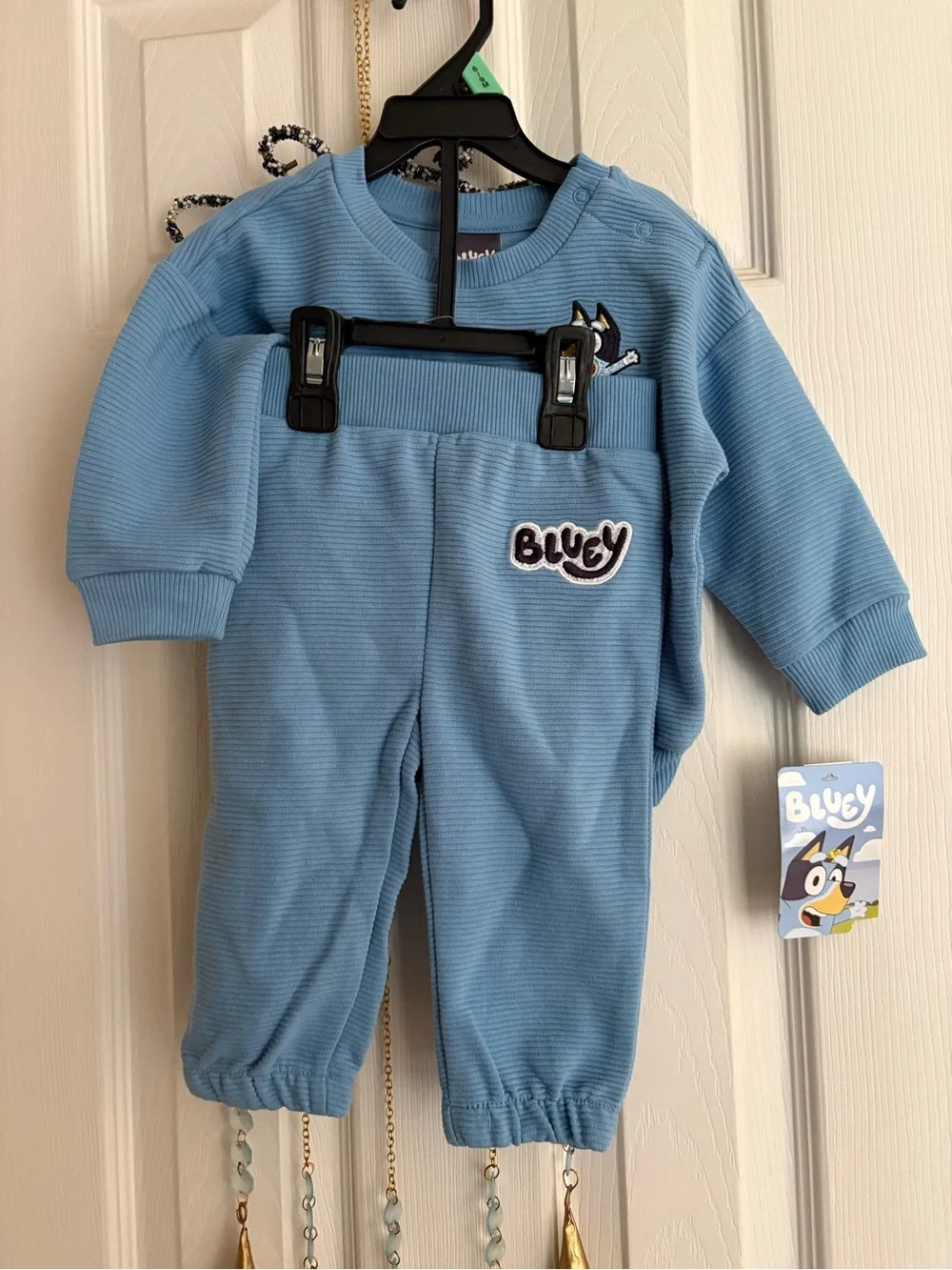 Blue Kids Ribbed Sweatshirt & Jogger Set